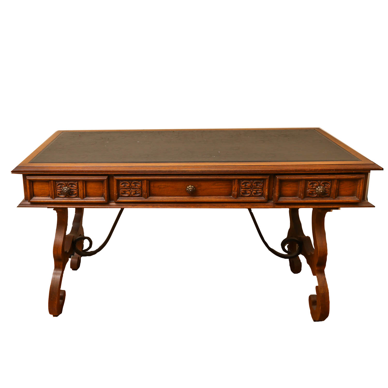 Elegant Walnut Desk with Leather Inlay EBTH